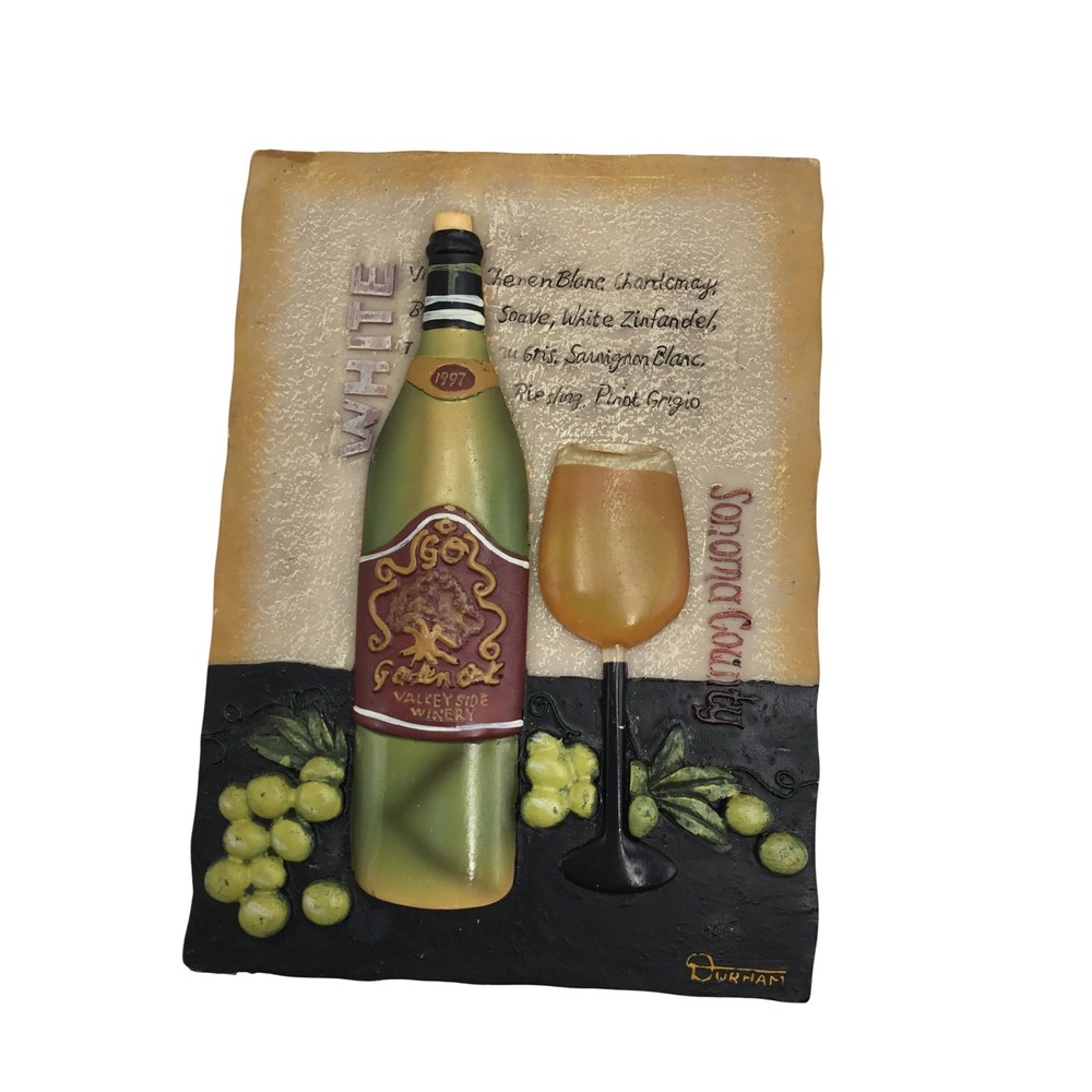 Durham Wine Wall Plaques Set of 2 Sonoma County White Napa Valley Red Resin‎ Art